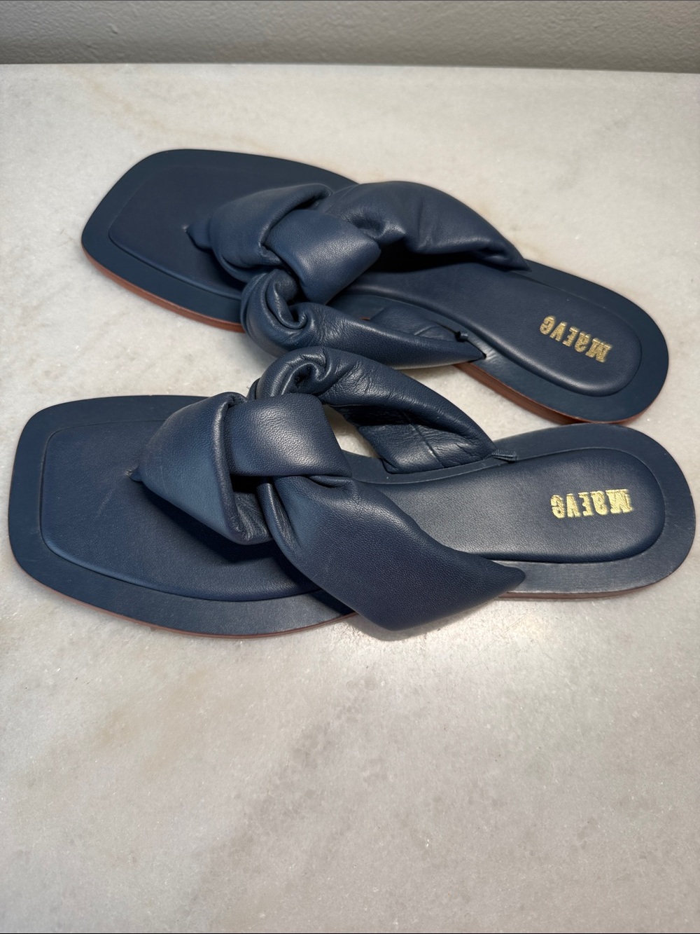 Maeve Chunky Knot Leather Women's Blue Sandals Flip Flops Sz 8 - Picture 2 of 7